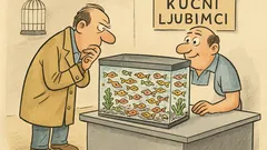 Vic: U dućanu čovjek gleda akvarij pun ribica
